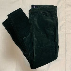 Gap Faux Velvet Dark Green Skinny Pants - Size 10